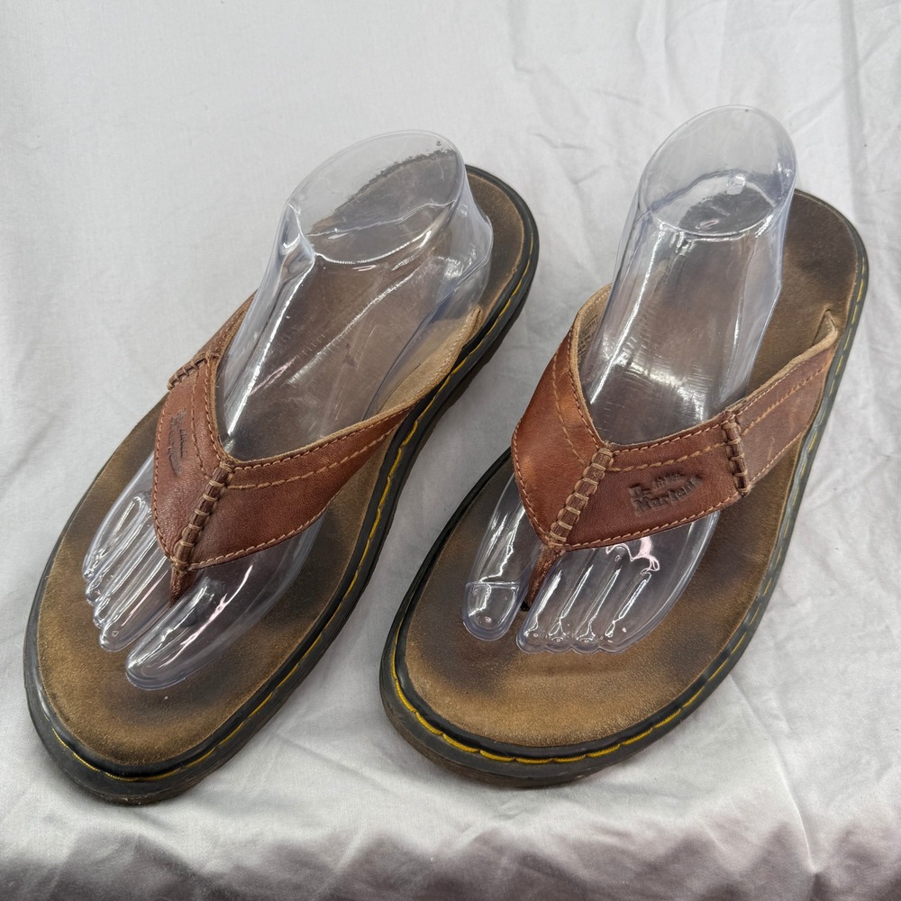 Dr. Martens 11202 Brown Leather Flip Flop Sandals Mens Size 11 AirWair Thong